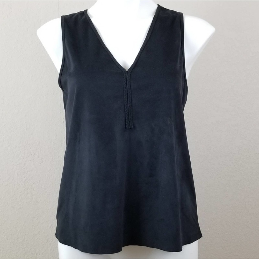 Paper Tee Top~Suede Look/Feel V-Neck Sleeveless~M